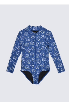 Kira Blue Flower Swimsuit LS