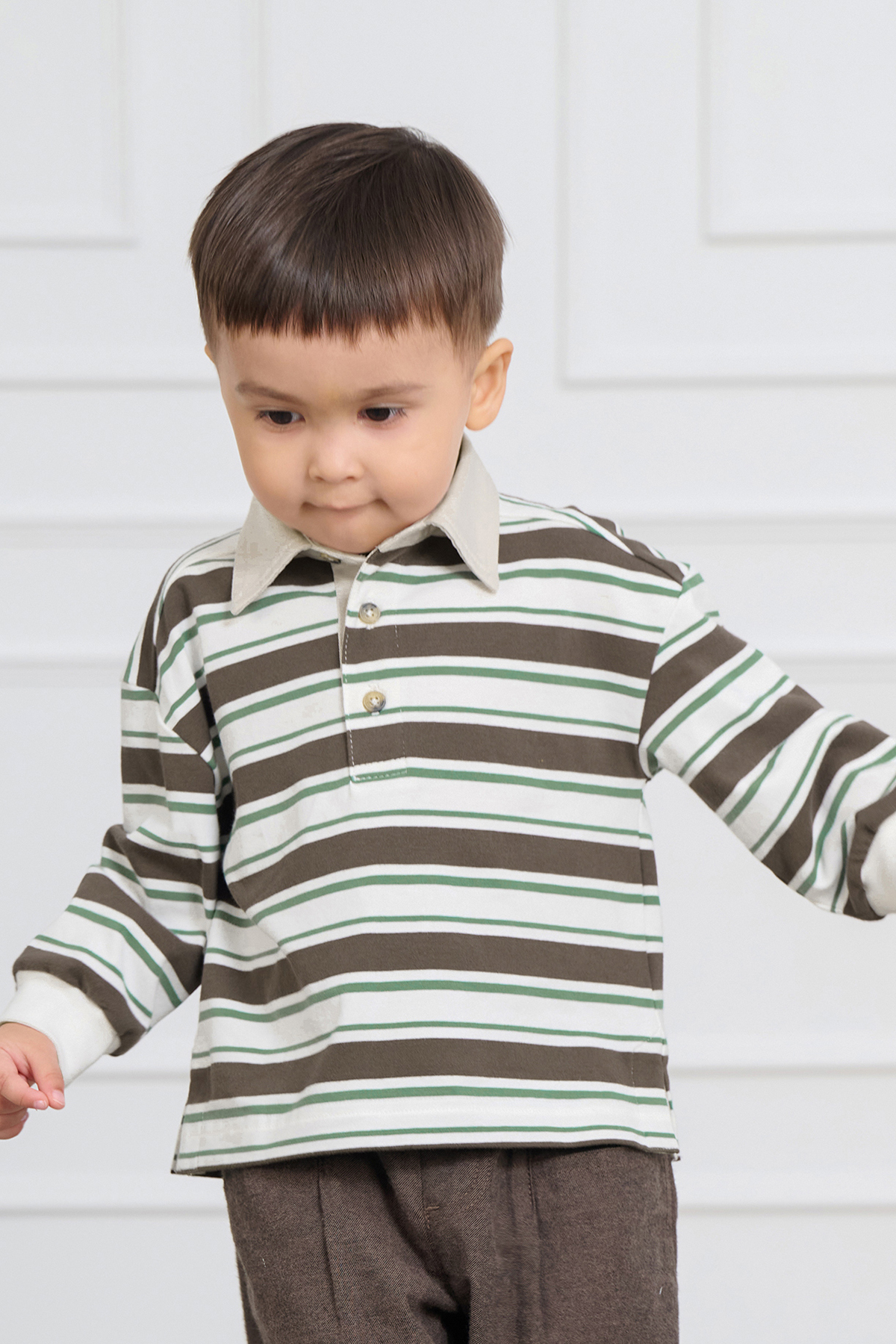 Moey Stripe Polo Shirt LS - Image 2