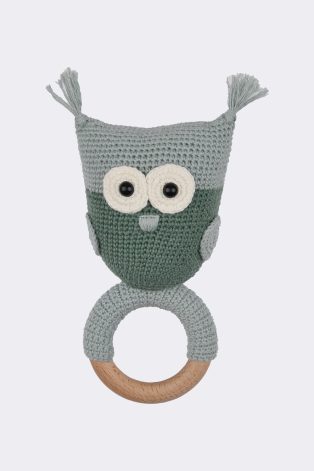 Cú móc len vòng gỗ Owl Crochet Ring